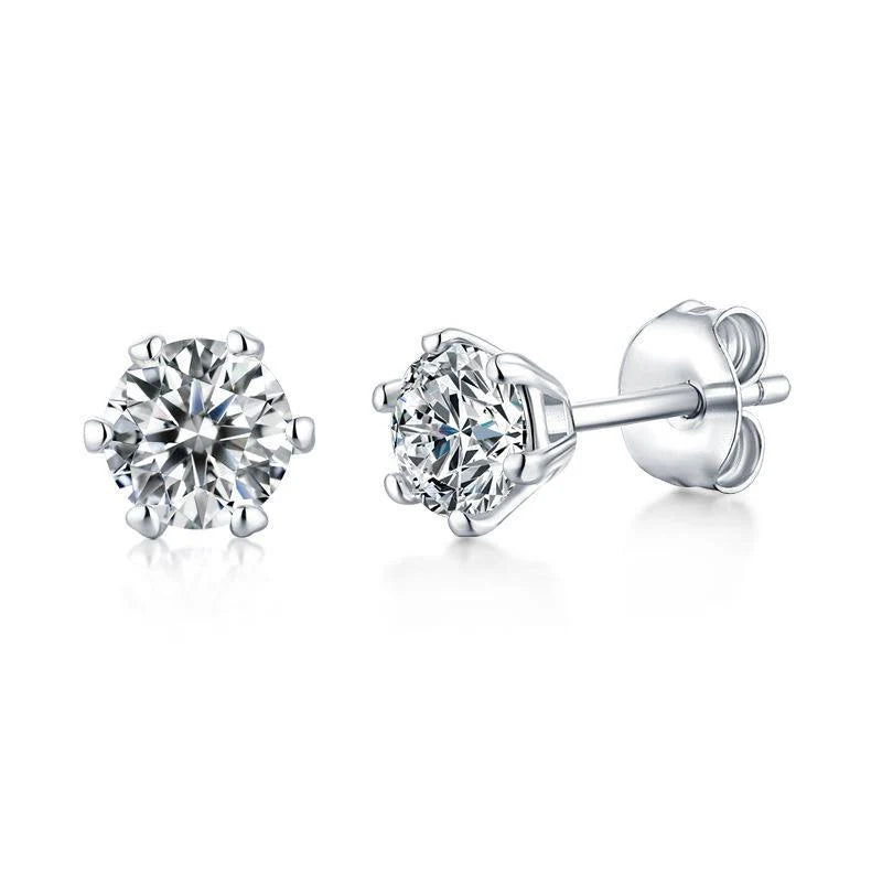 Belamol® Classic Six-Claw Moissanite Stud Earrings