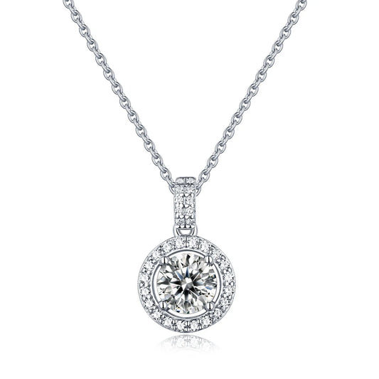 Belamol® Moissanite Round Cut Halo Necklace