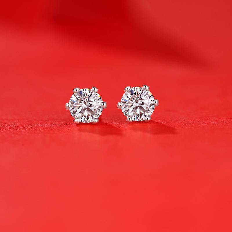 Belamol® Classic Six-Claw Moissanite Stud Earrings