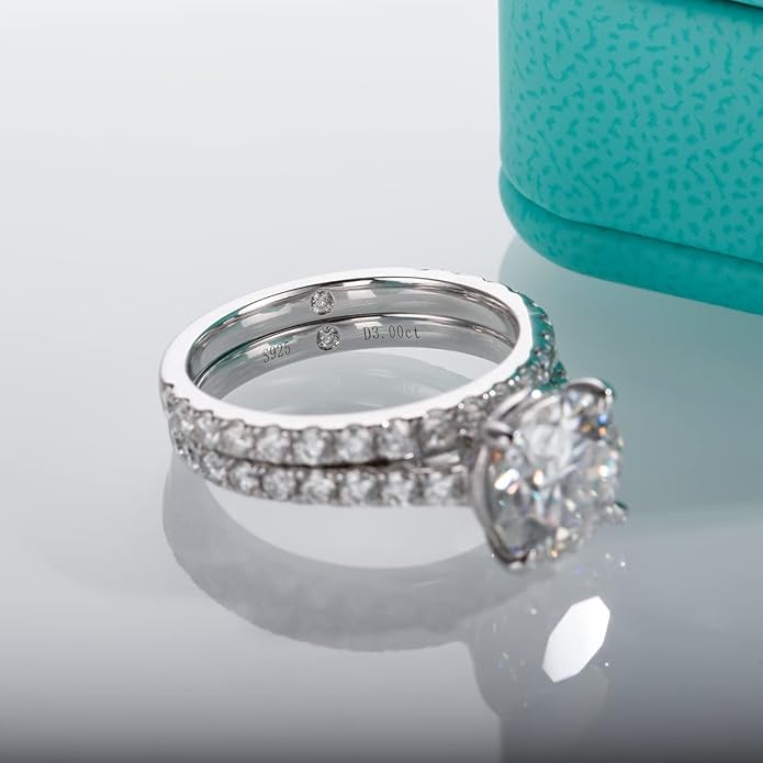 Belamol®️ Moissanite 3.0 Carat Round Cut Halo Ring