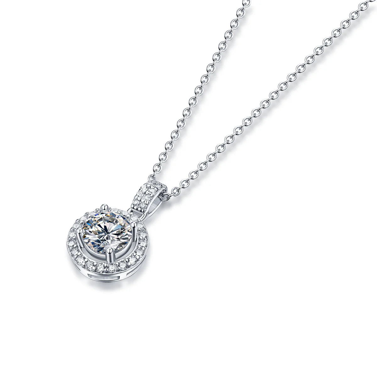 Belamol® Moissanite Round Cut Halo Necklace