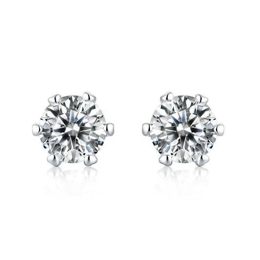 Belamol® Classic Six-Claw Moissanite Stud Earrings