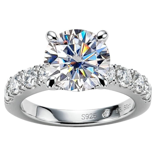 Belamol®️ Moissanite 2 Carat Round Cut Halo Ring