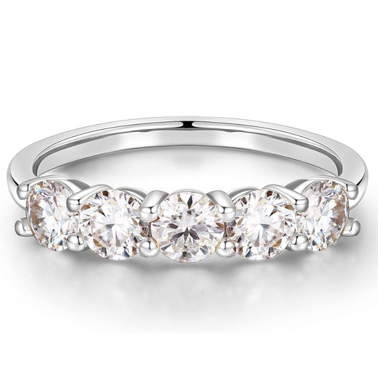 Belamol® Moissanite 1.5 Carat Round Cut Five Stones Ring