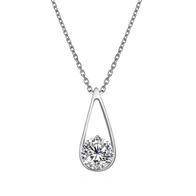 Belamol® Moissanite Round Cut Solitaire Suspended Necklace