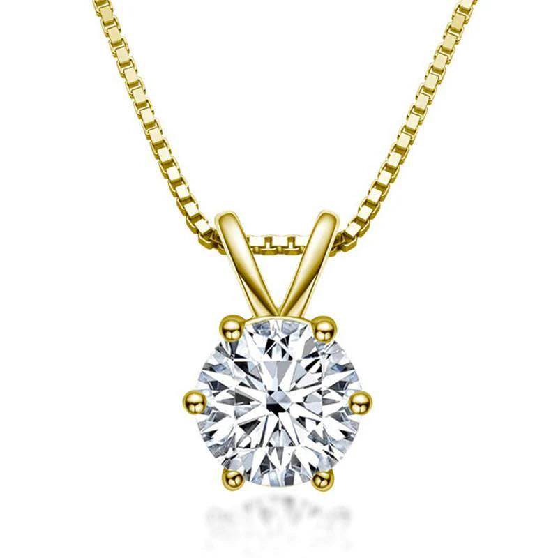 Belamol® Moissanite Round Cut Solitaire Six Prong Necklace