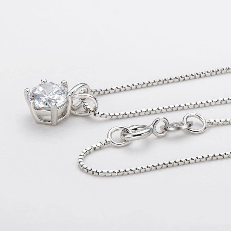 Belamol® Moissanite Round Cut Solitaire Six Prong Necklace