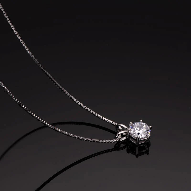 Belamol® Moissanite Round Cut Solitaire Six Prong Necklace