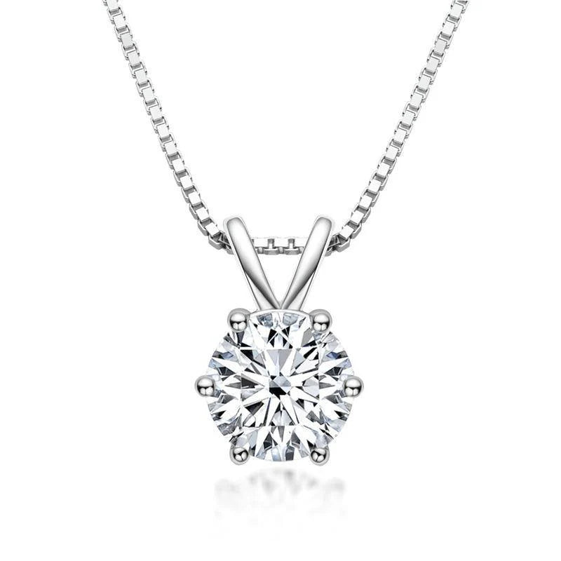 Belamol® Moissanite Round Cut Solitaire Six Prong Necklace