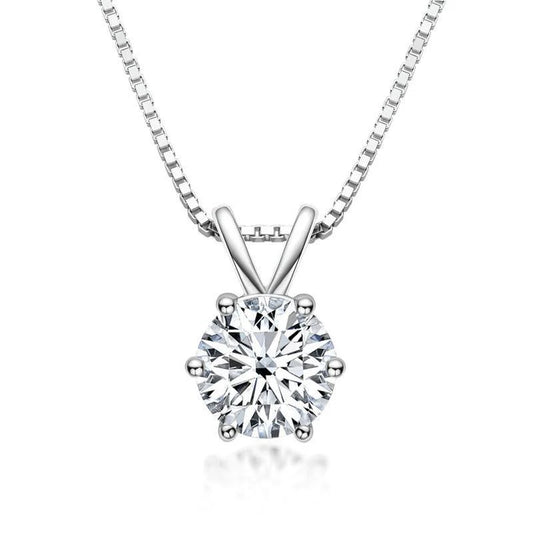 Belamol® Moissanite Round Cut Solitaire Six Prong Necklace
