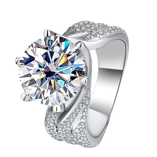 Belamol® Moissanite 3 Carat Round Cut Halo Ring