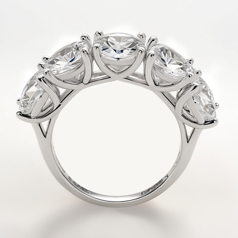 Belamol®️ Moissanite 2.5 Carat Round Cut Half Eternity Ring