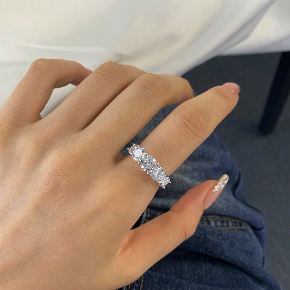 Belamol®️ Moissanite 2.5 Carat Round Cut Half Eternity Ring