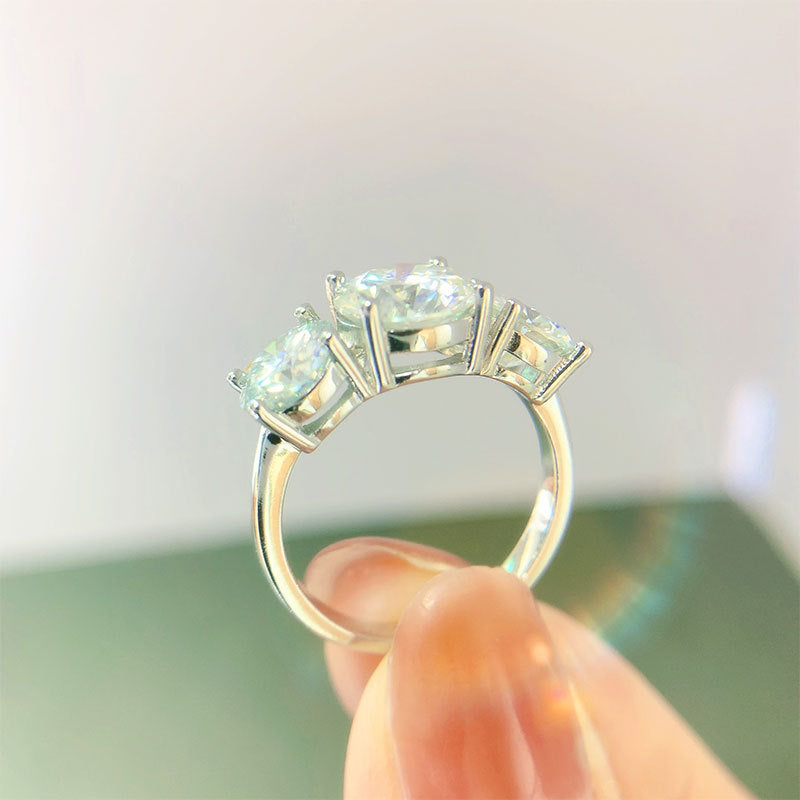 Belamol®  Moissanite 2.5 Carat Round Cut Three Stone Ring