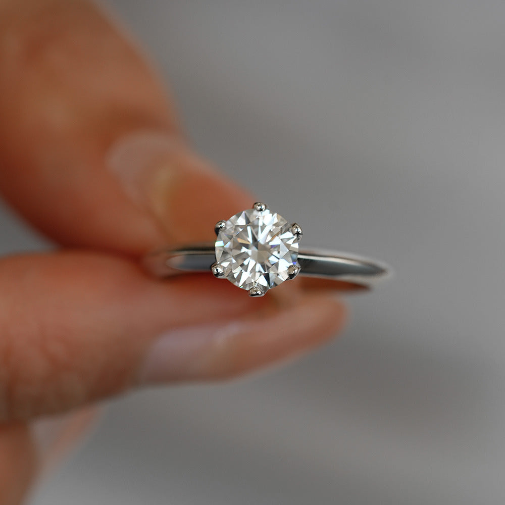 Belamol®️ Moissanite 2 Carat Round Cut Solitaire Engagement Ring