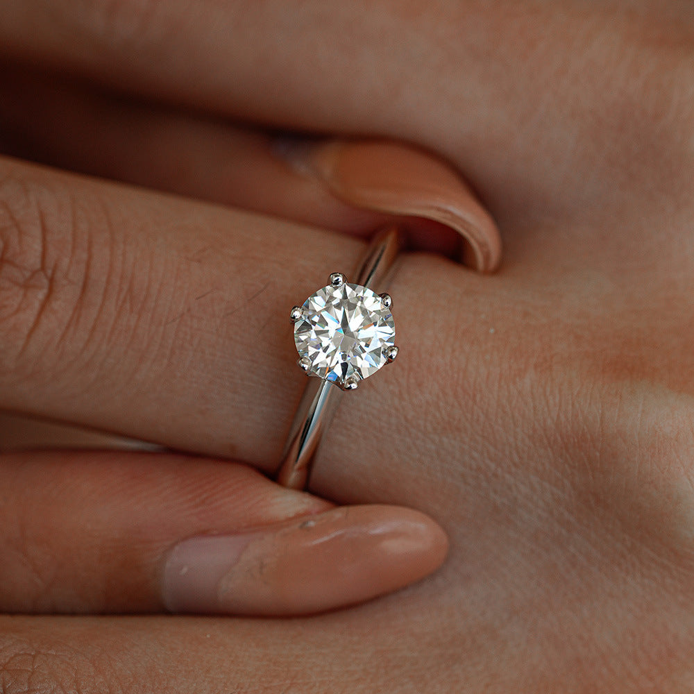 Belamol®️ Moissanite 2 Carat Round Cut Solitaire Engagement Ring