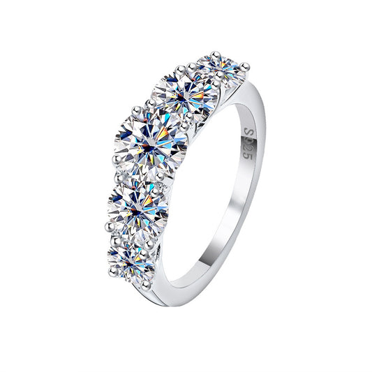 Belamol® Moissanite 1.5 Carat Round Cut Half Eternity Band Ring