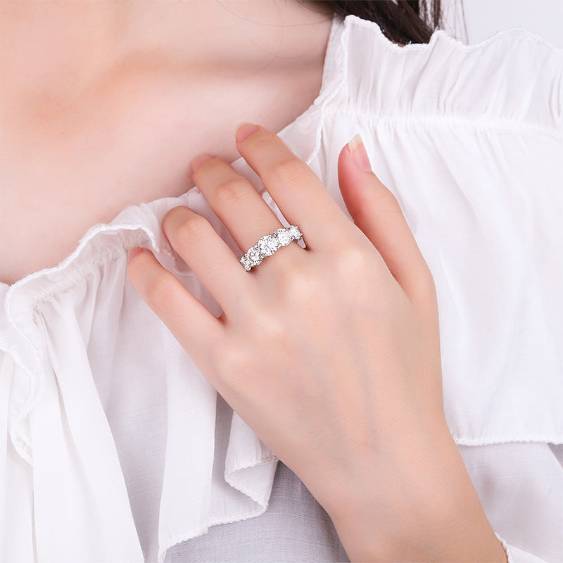 Belamol® Moissanite 1.5 Carat Round Cut Half Eternity Band Ring