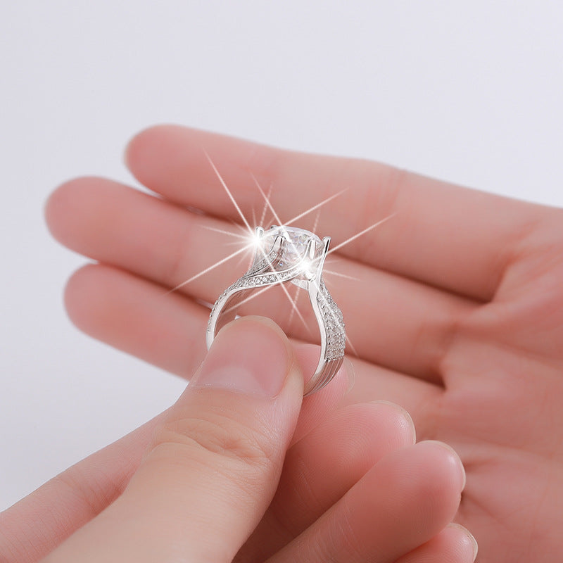 Belamol® Moissanite 3 Carat Round Cut Halo Ring
