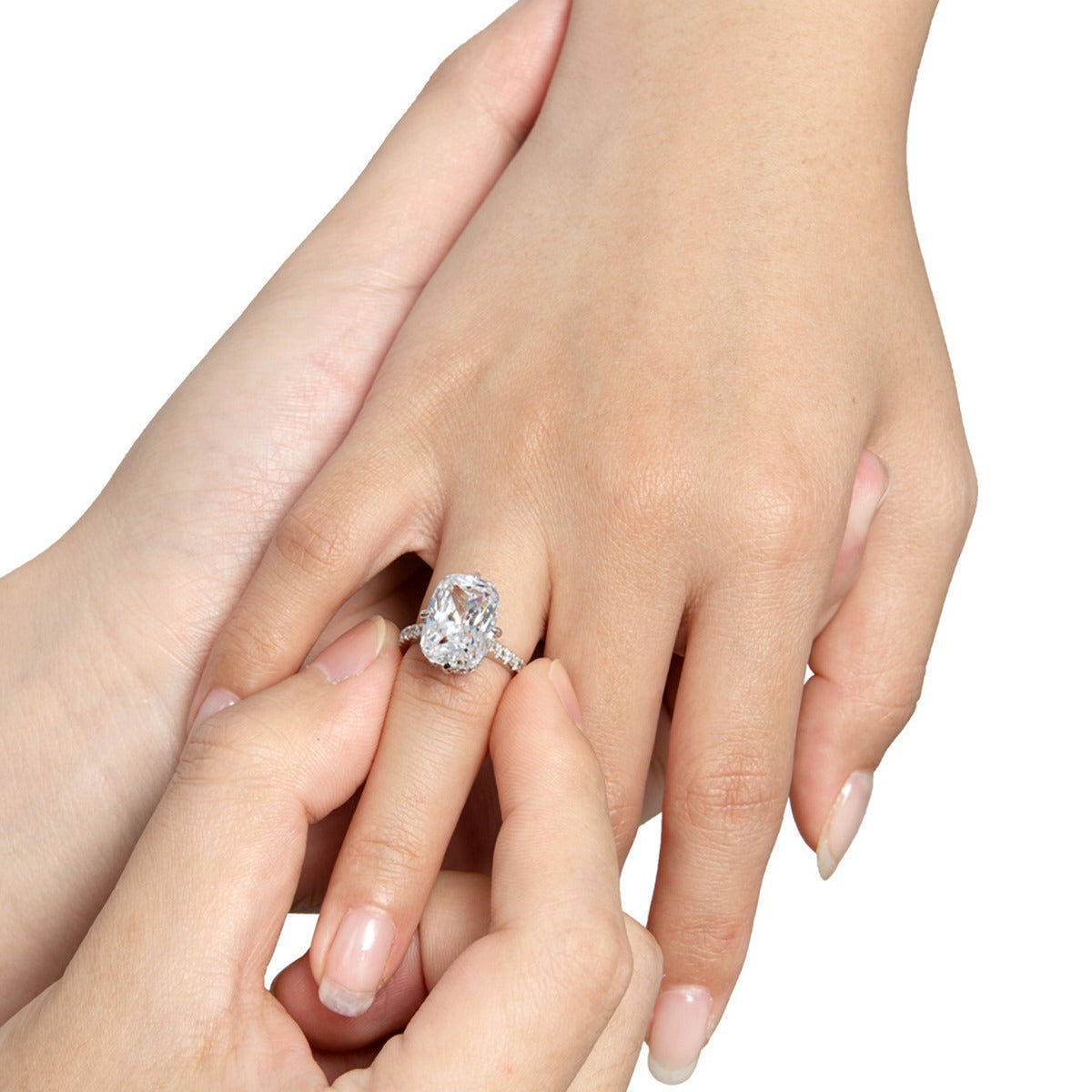 Belamol®️ Moissanite 3 Carat Oval Cut Halo Pavd Ring