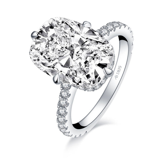 Belamol®️ Moissanite 3 Carat Oval Cut Halo Pavd Ring