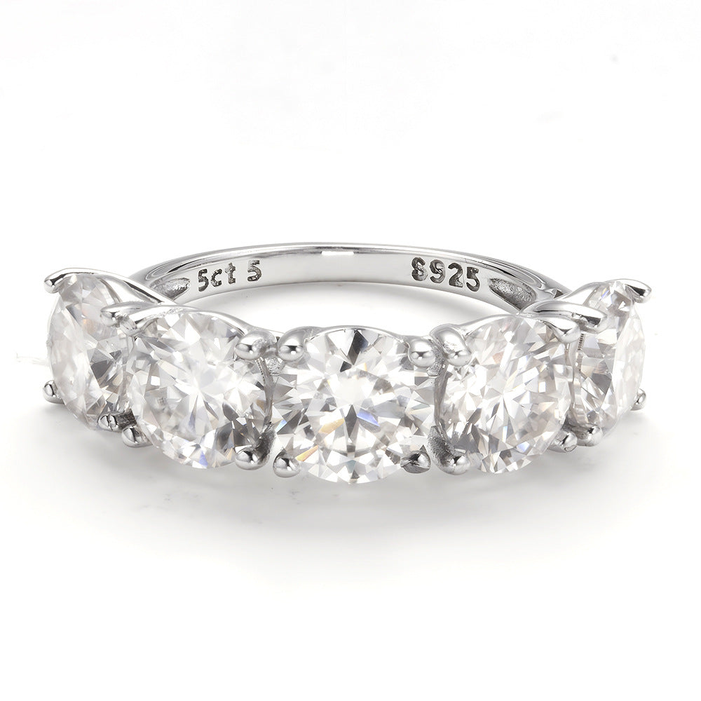 Belamol®️ Moissanite 2.5 Carat Round Cut Half Eternity Ring