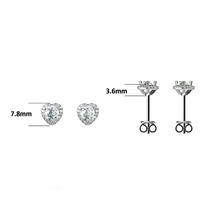 Belamol® Round Moissanite Heart-Shaped Halo Stud Earrings