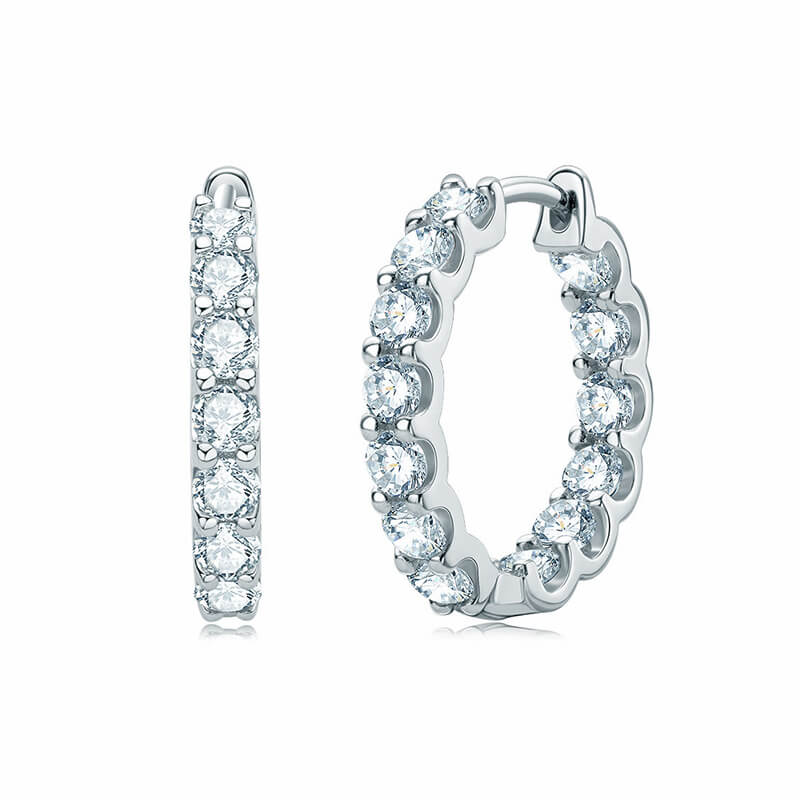 Belamol® Round Moissanite Hoop Pave Earrings