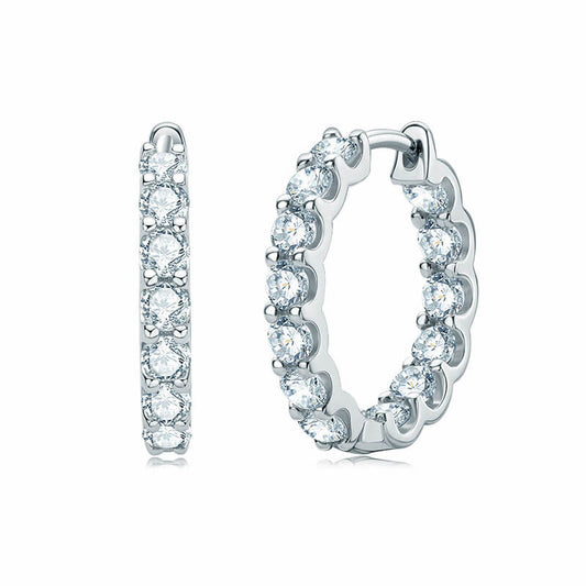 Belamol® Round Moissanite Hoop Pave Earrings