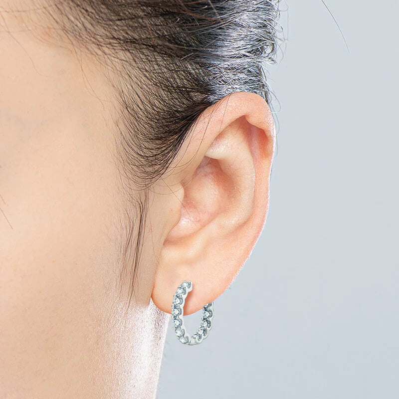 Belamol® Round Moissanite Hoop Pave Earrings
