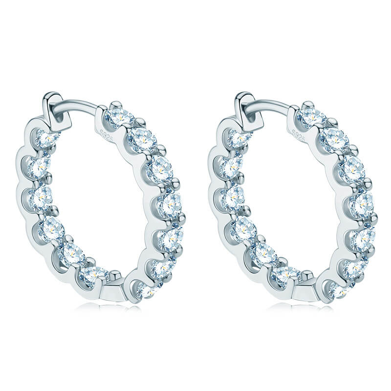 Belamol® Round Moissanite Hoop Pave Earrings