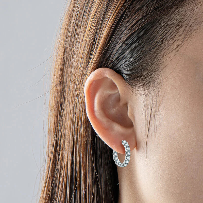Belamol® Round Moissanite Hoop Pave Earrings