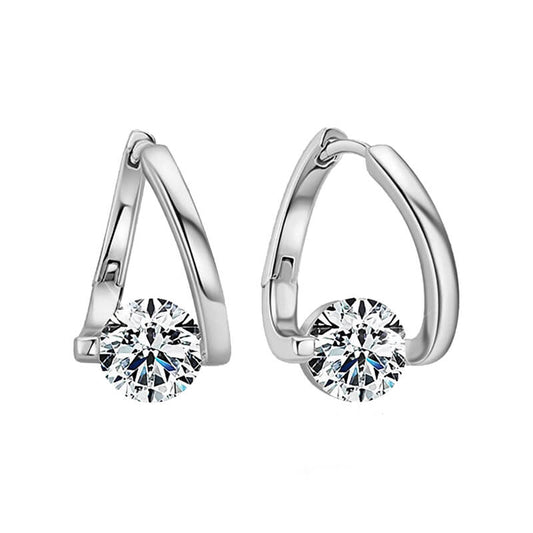 Belamol® Solitaire Round Moissanite Hoop Earrings