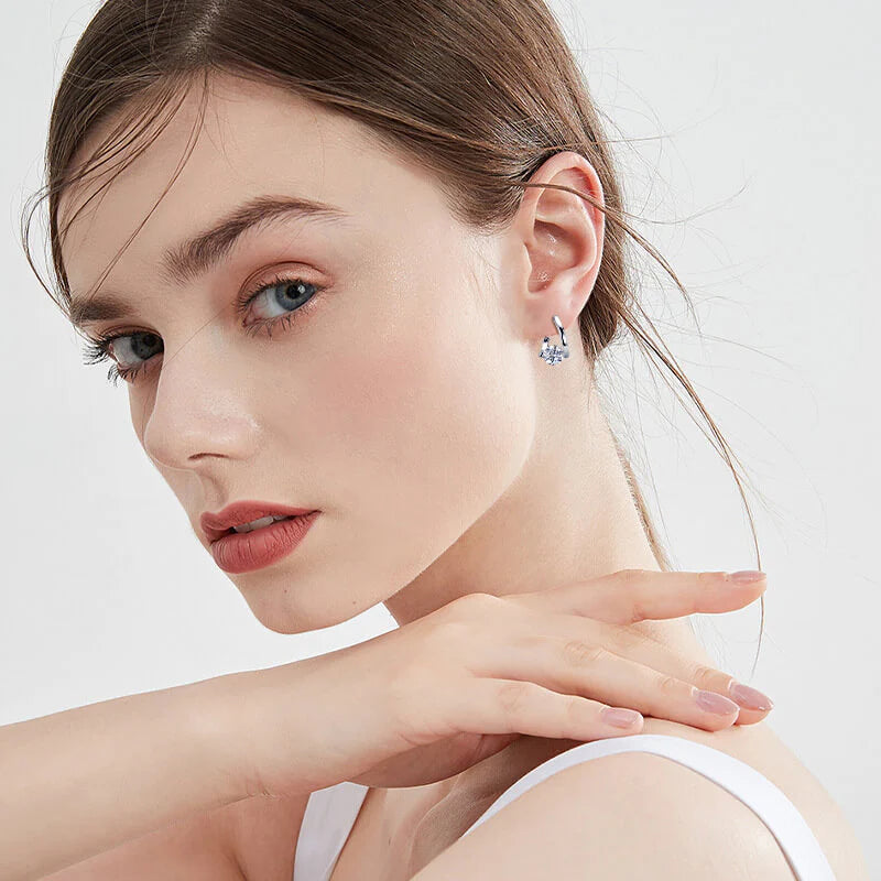 Belamol® Solitaire Round Moissanite Hoop Earrings