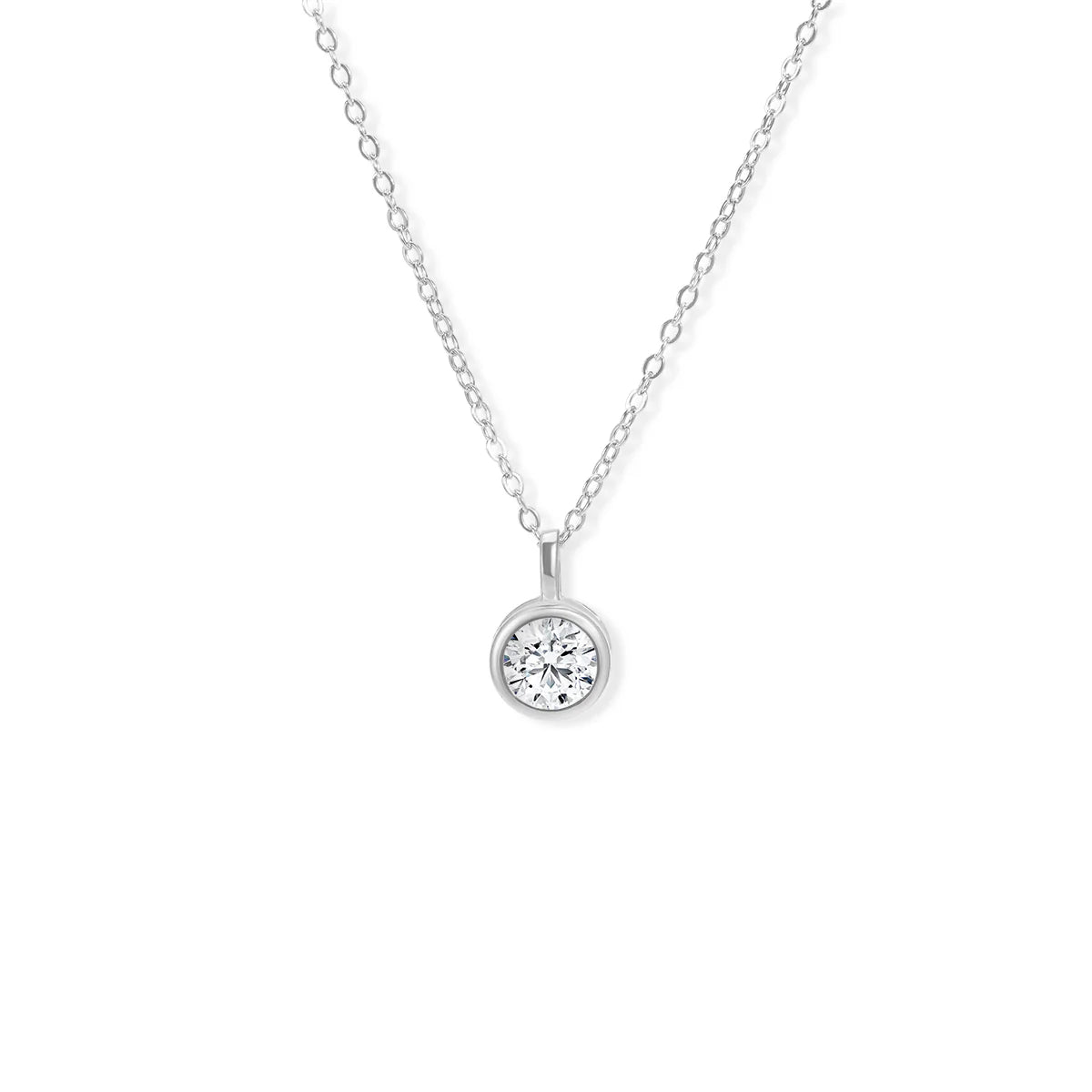 Belamol® Moissanite Round Cut Solitaire Necklace